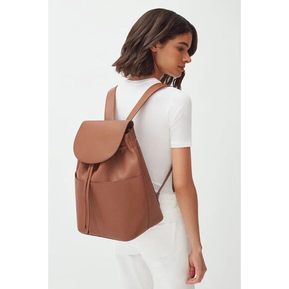 Cuyana Handbags - Cuyana Large Leather Backpack Made in Italy Caramel Brown $478.00